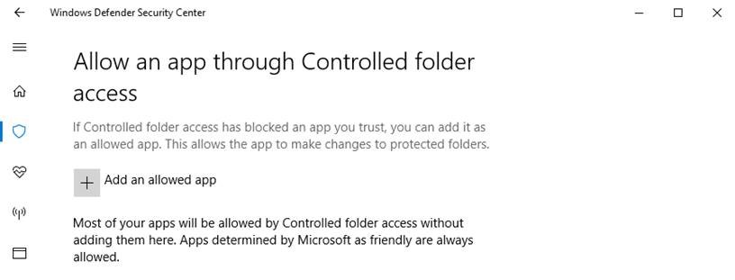 Allowing apps can be useful if you’re finding a particular app that you know and trust is being blocked by the Controlled folder access feature. 