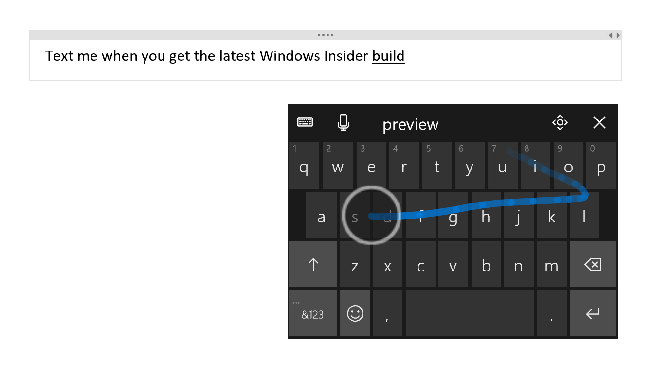 Preview Build 16215 文字入力