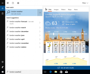 Get web search results in Cortana without opening your browser.