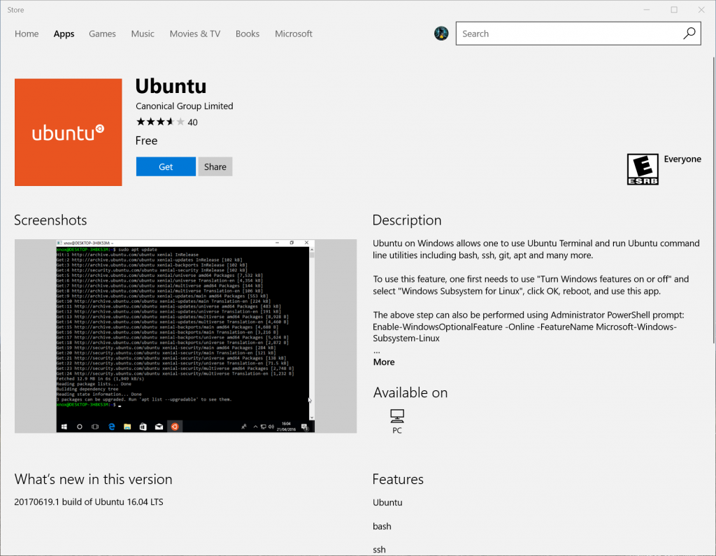 Canonical’s Ubuntu Linux Distro is now available in the Windows Store.