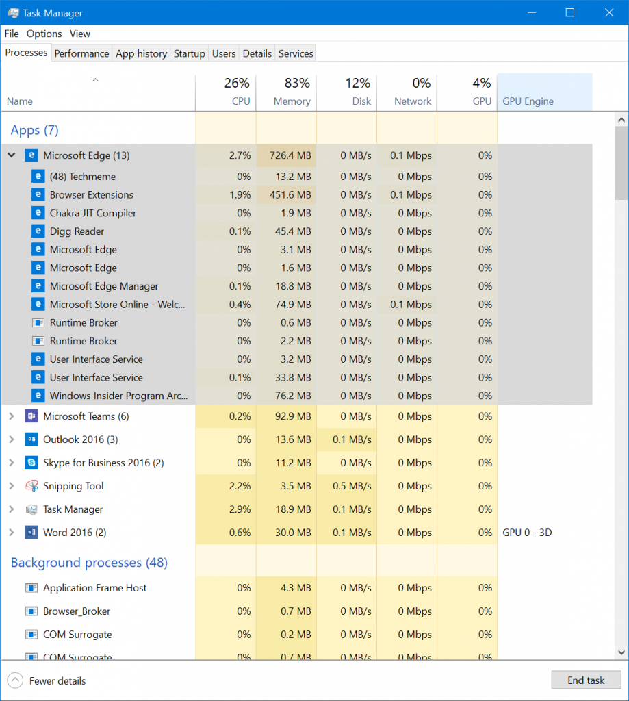 We have improved how Microsoft Edge’s processes are labeled in Task Manager.