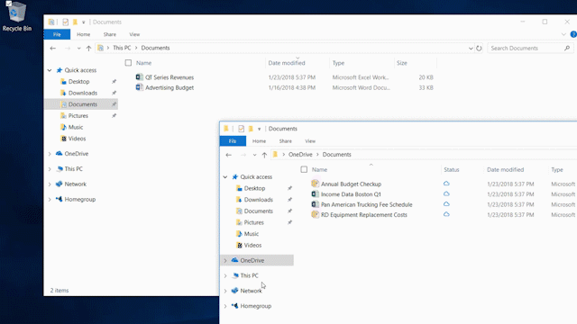 Анимированный скриншот - процесс сохранения файлов в OneDrive