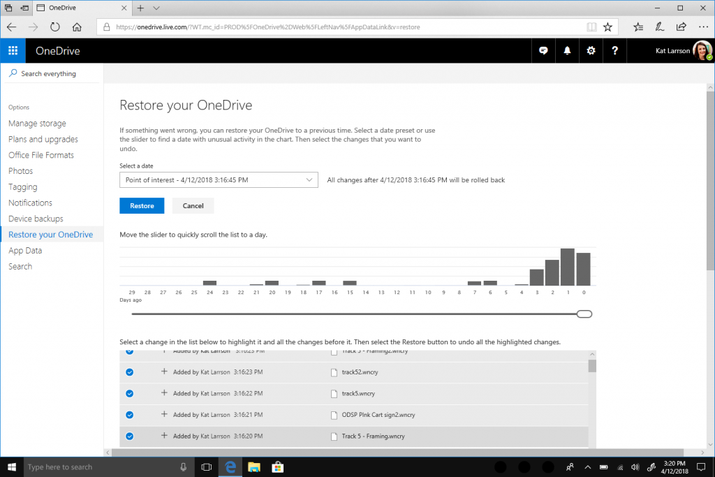OneDrive Files Restore integrated with Windows Defender for expanded ransomware protection