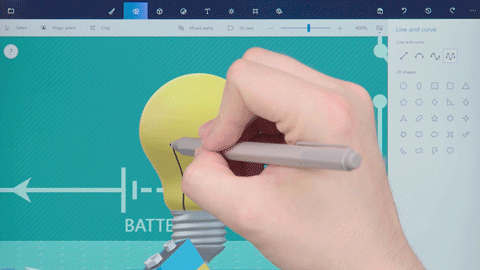 Drawing on a lightbulb with the line and curve tool