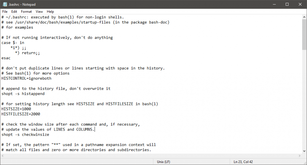 Showing a Unix-style text file displaying properly now that Unix-style line endings are supported in Notepad.
