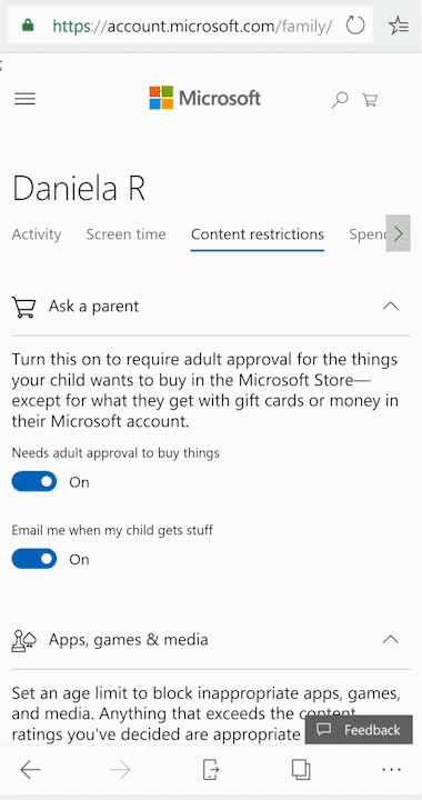 A site blocked in Microsoft Edge for Android