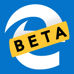 The Microsoft Edge icon with text saying “BETA” across it.