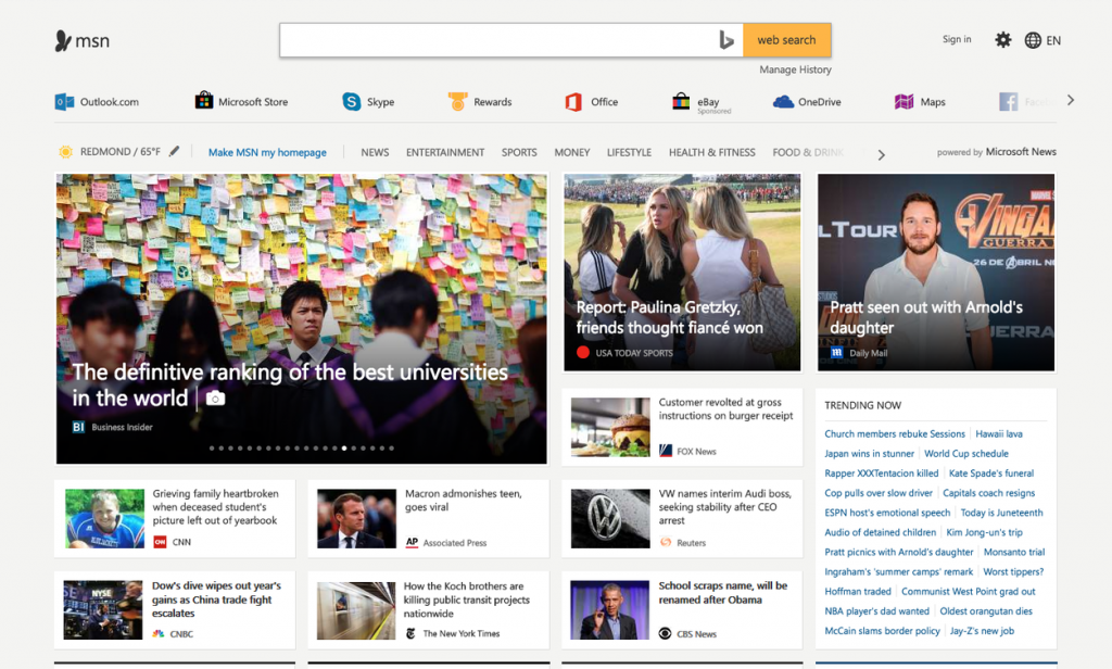 MSN, powered by Microsoft News