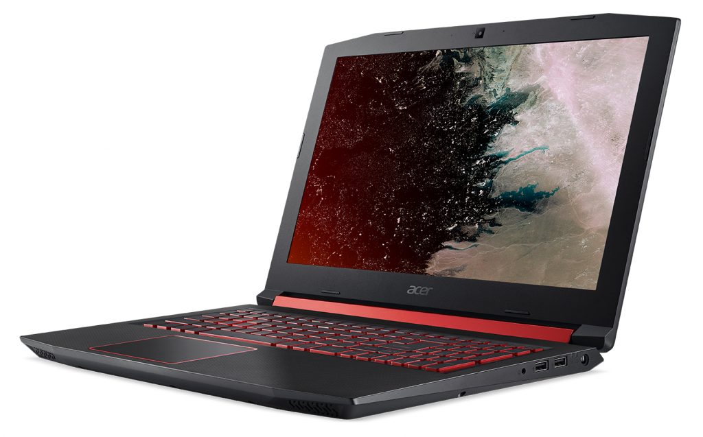 Acer’s Nitro 5 gaming notebook with the display facing left