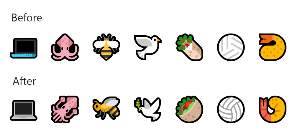 Showing updated version of emojis