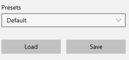 The preset dropdown is located at the top of the Color Dictionary properties panel. 