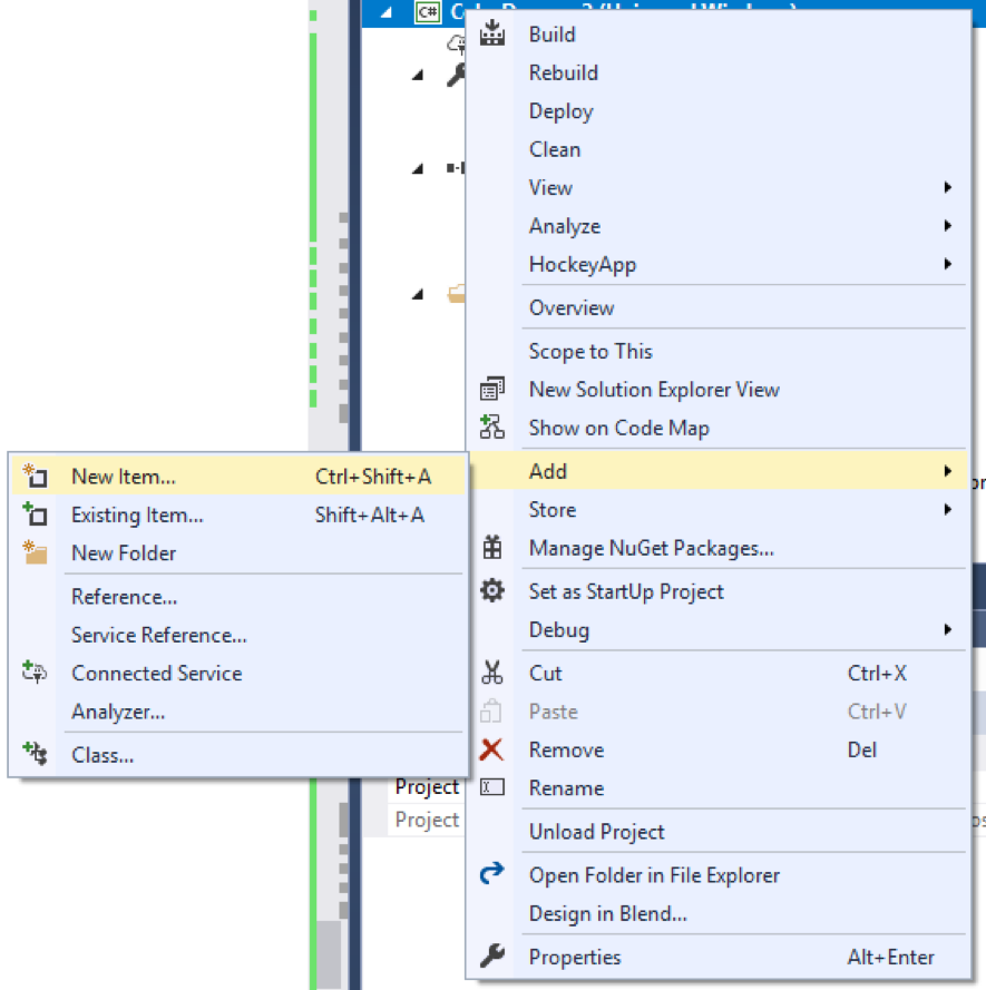 Once in Visual Studio, right-click on the project solution, located in the Solution Explorer. 