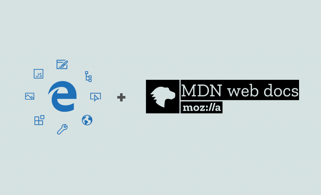 Illustration showing the Edge logo alongside the MDN web docs logo