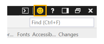 Screen capture of the Microsoft Edge DevTools with the "send feedback" icon highlighted