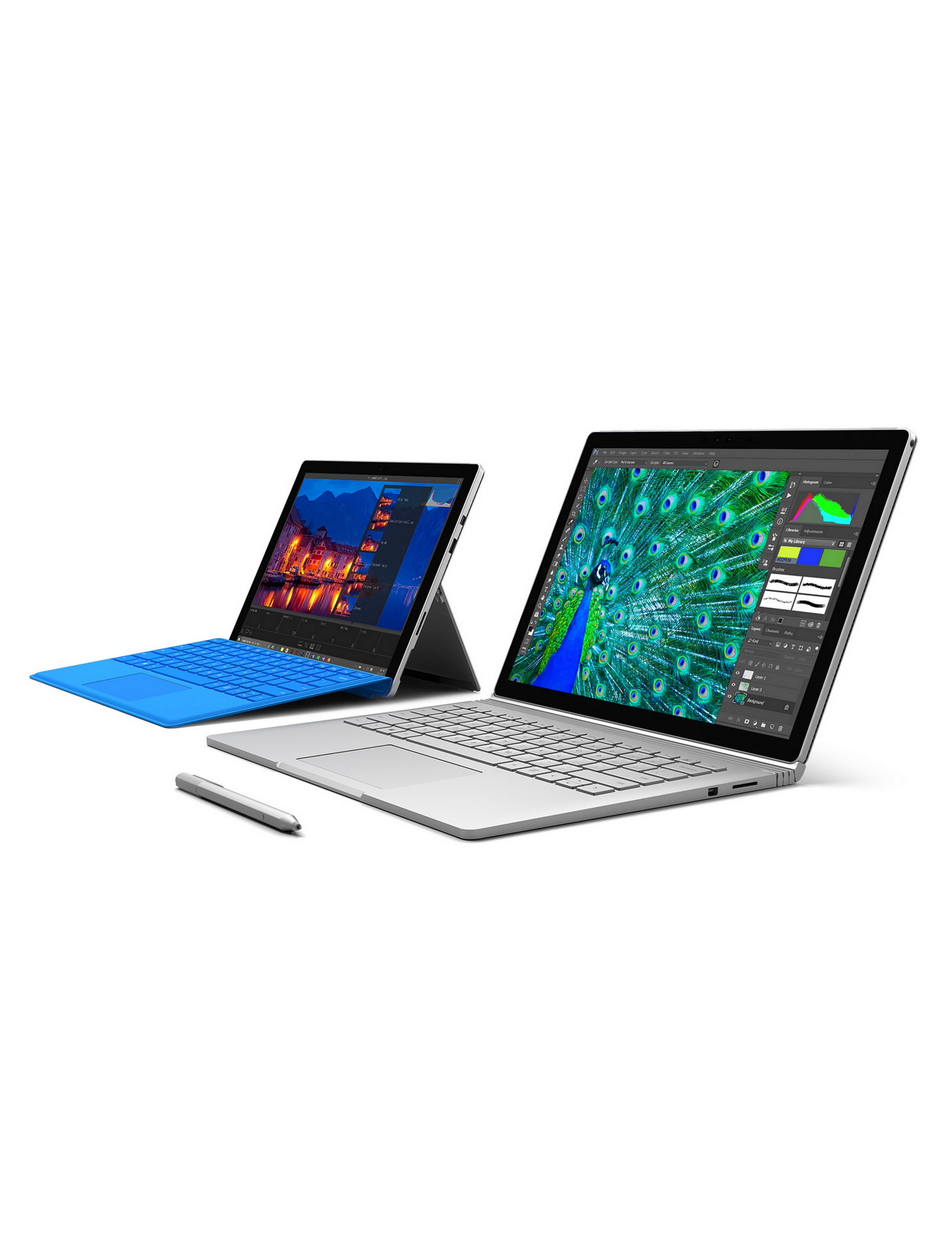 Side View of Surface Book and Surface Pro 4