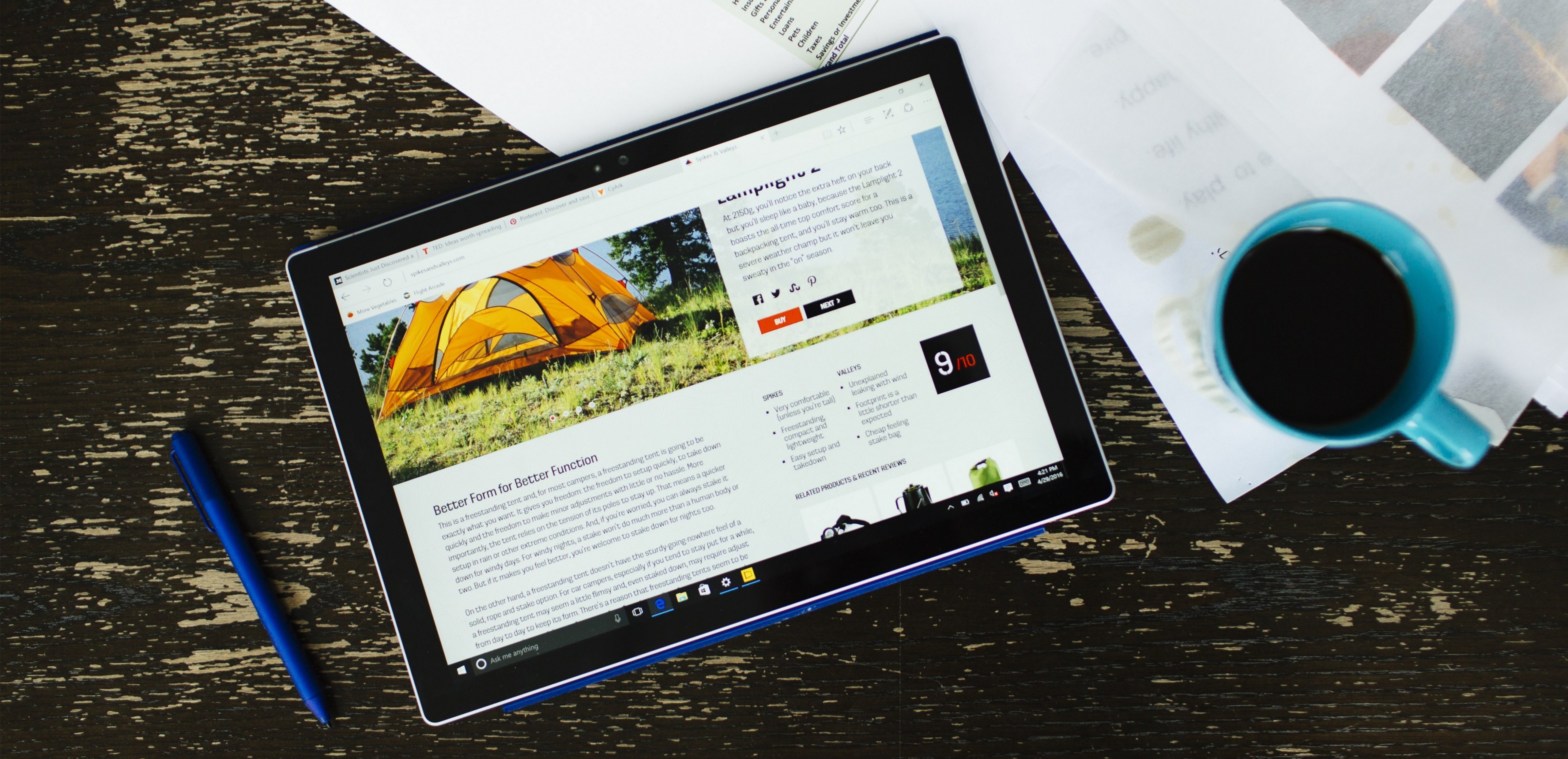 Microsoft Edge browser shown on a Microsoft Surface