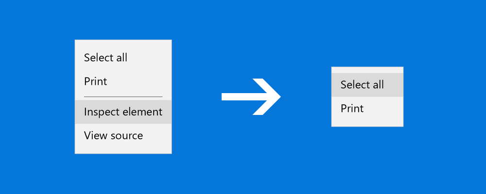 Graphic showing the new right-click context menu in Edge, which removes 