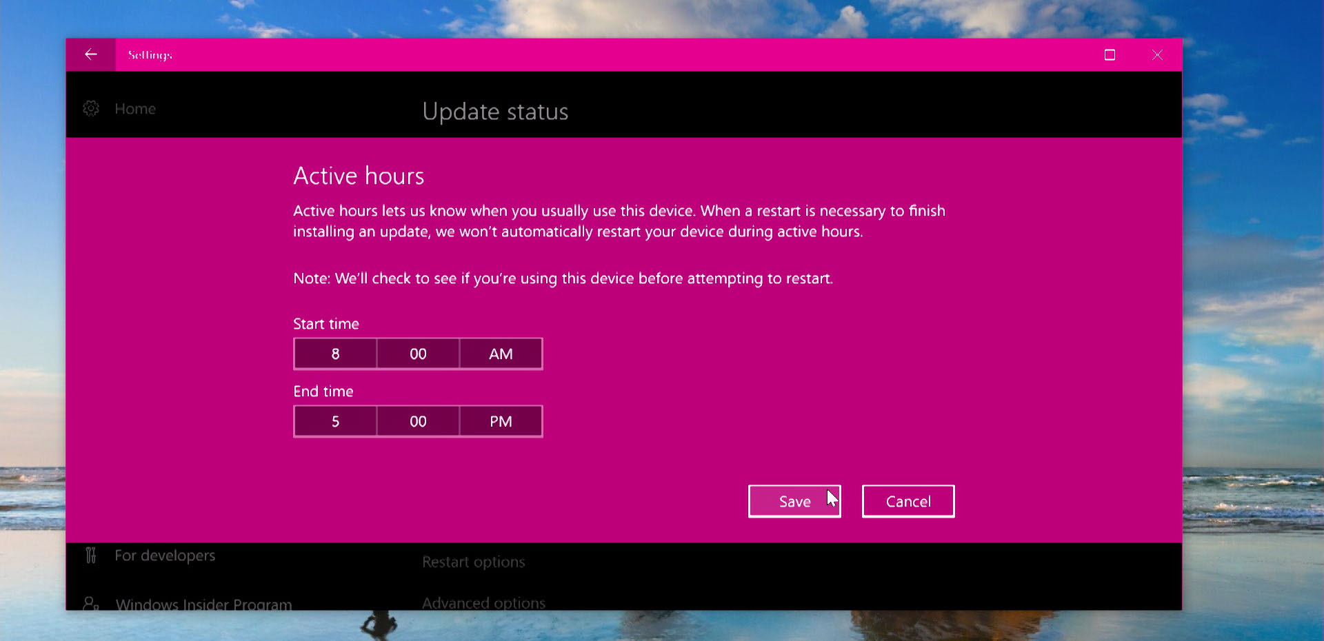Once in a while, your PC may need to restart to finish installing an update. Setting Active hours keep restarts from happening when you’re working.