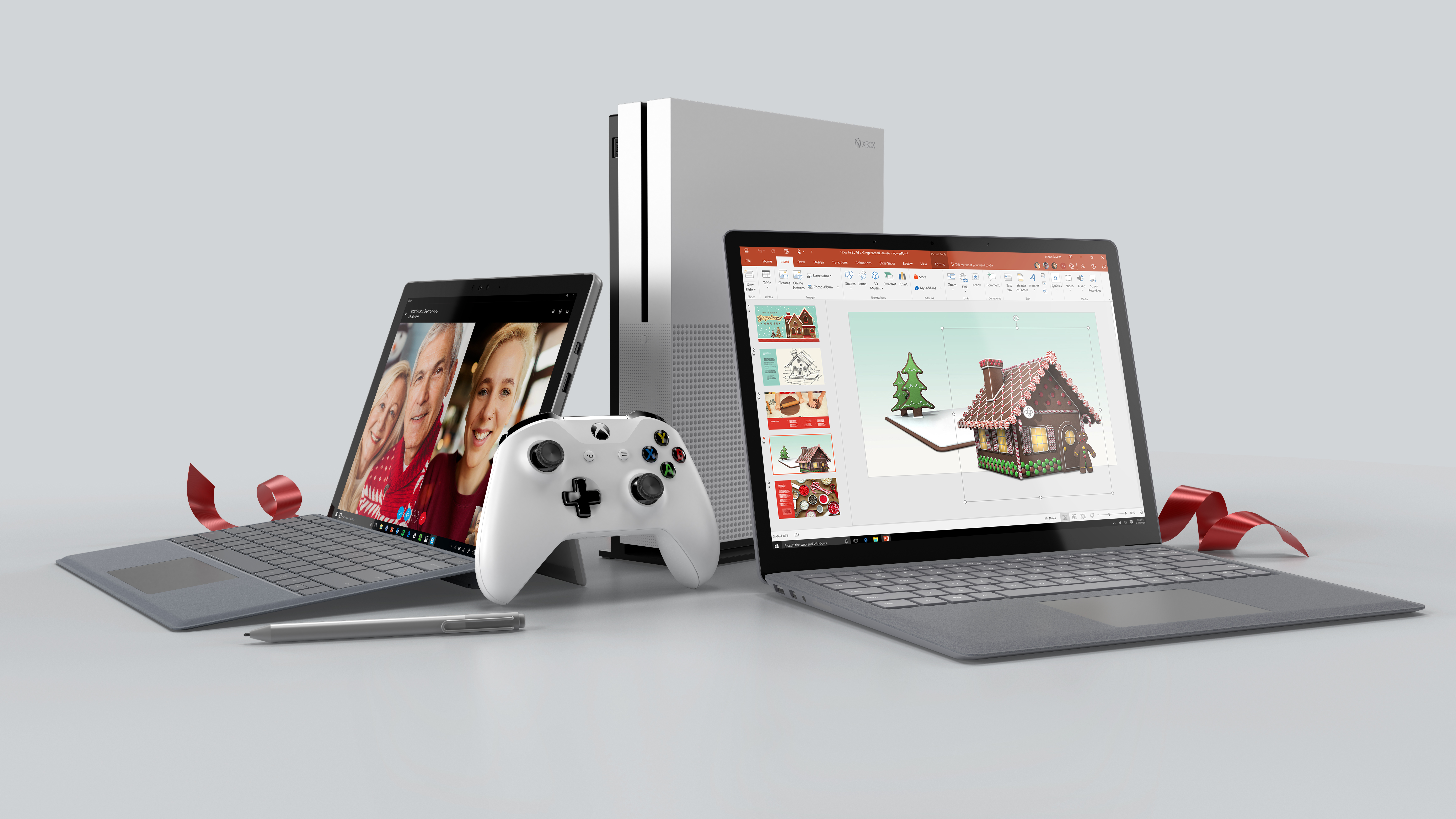 Surface, Xbox one S and an Xbox controller pictured together