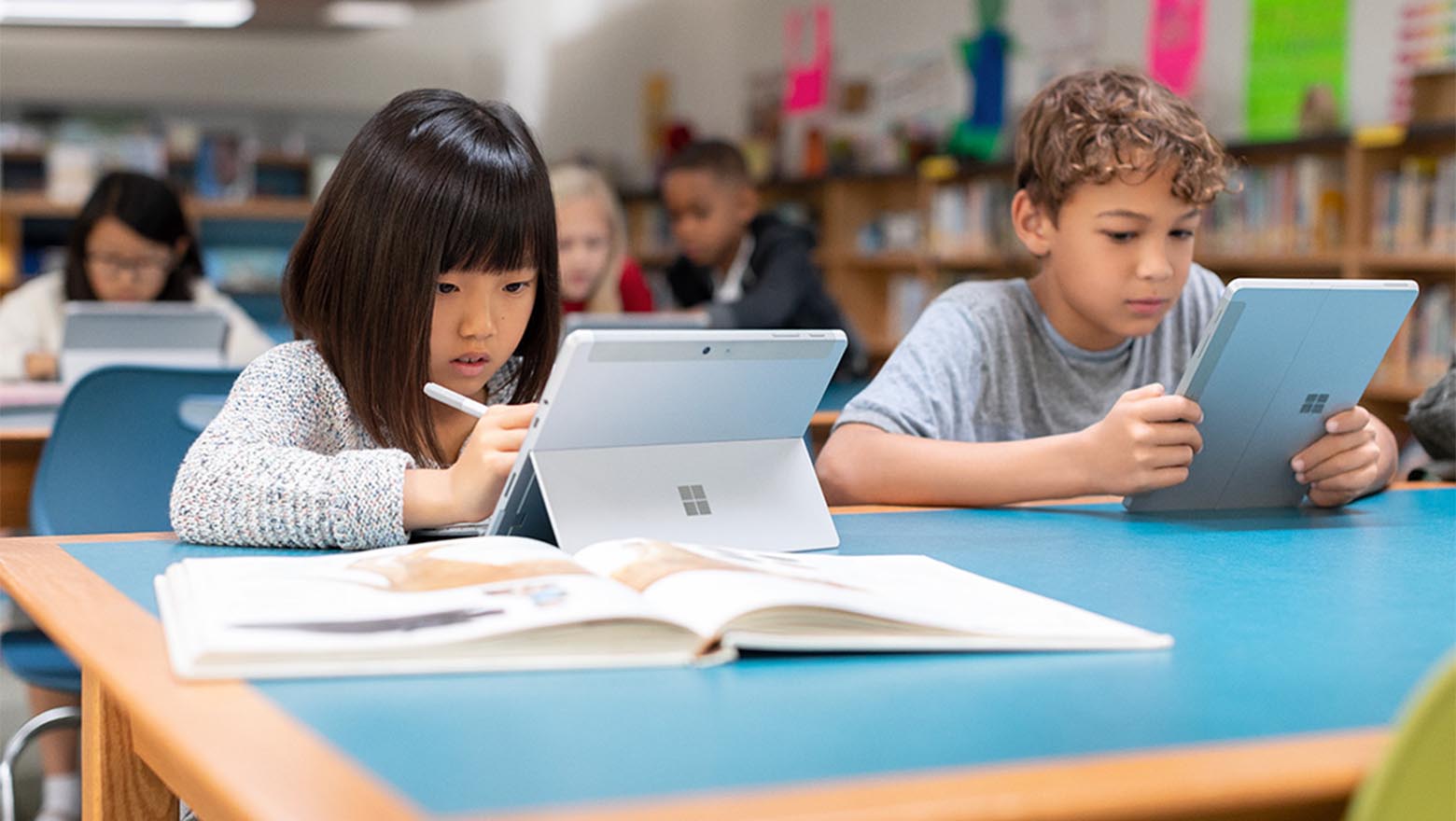 Students with Surface devices