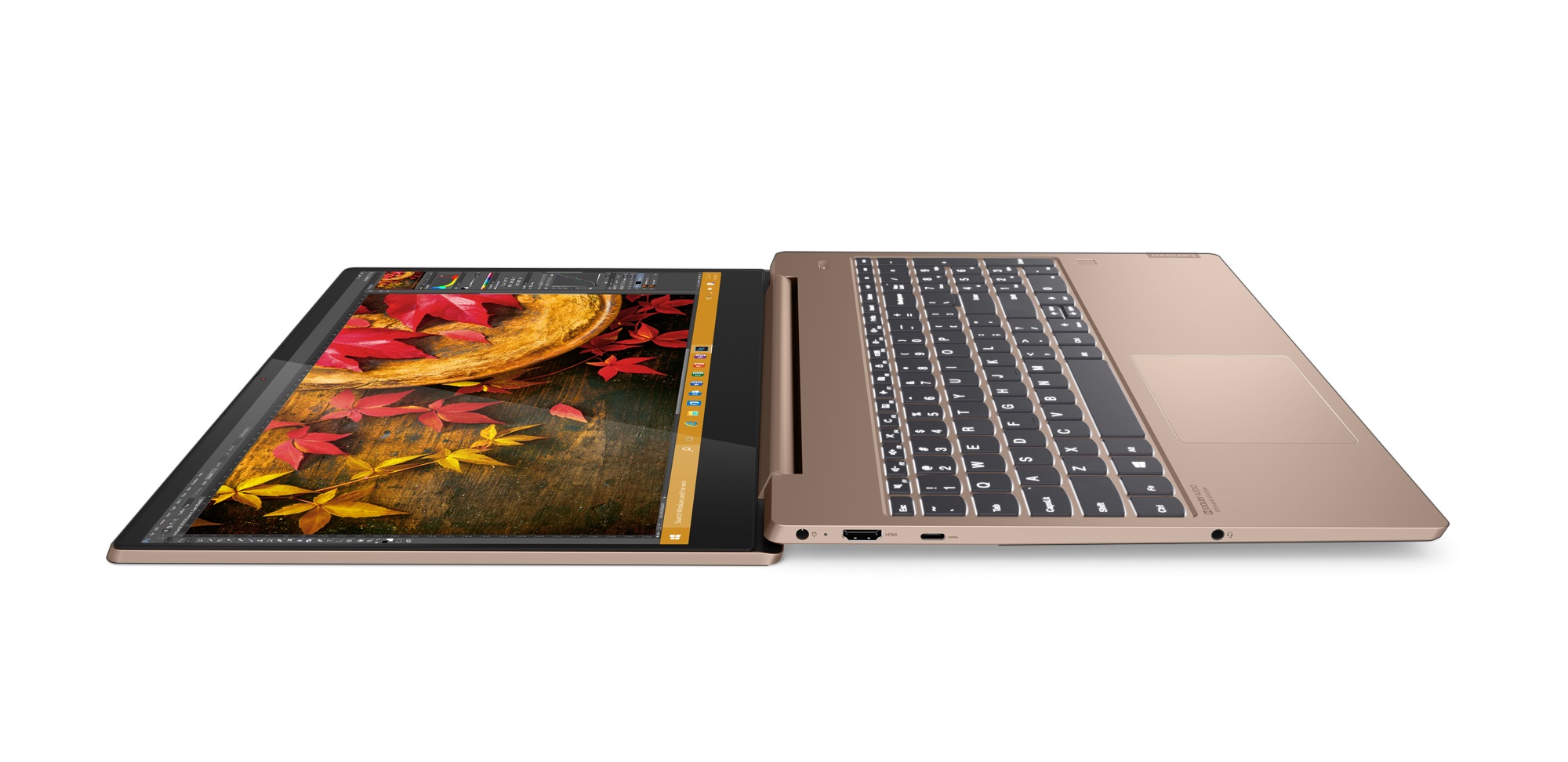 IdeaPad S540 in Copper, open and lying flat
