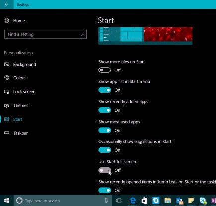 Советы по Windows 10: меню «Пуск» на весь экран