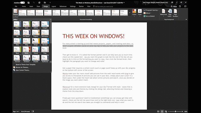 Советы по Windows 10: функции Microsoft Word - конструктор