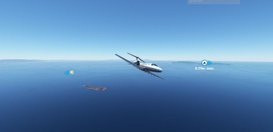 Снимок экрана. Самолет в небе в игре Microsoft Flight Simulator