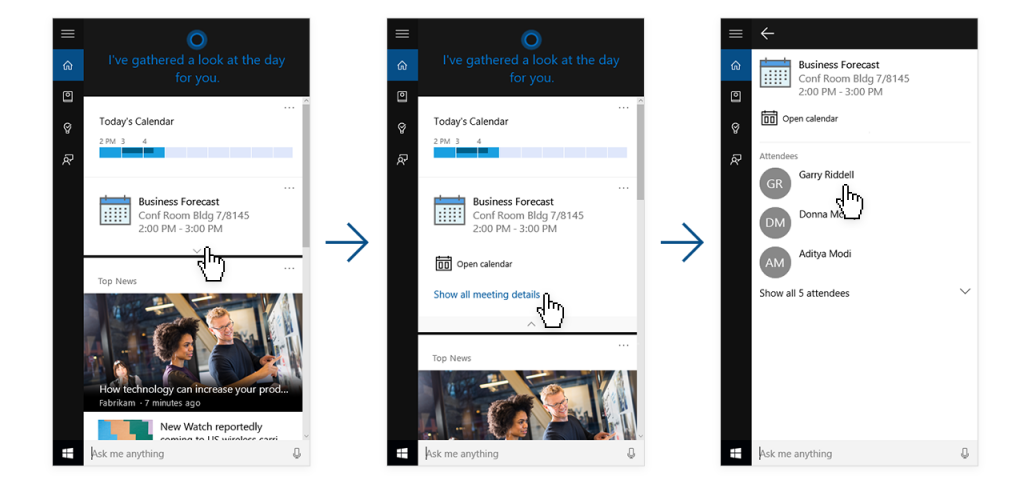 LinkedIn integration with Cortana on Windows 10