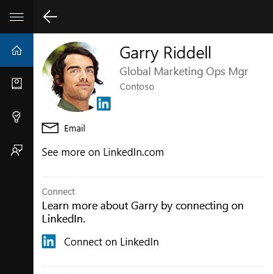 LinkedIn integration with Cortana on Windows 10