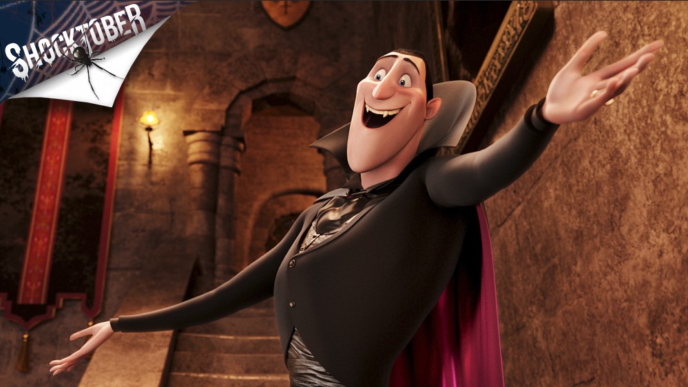 Dracula welcomes guests to the Hotel Transylvania