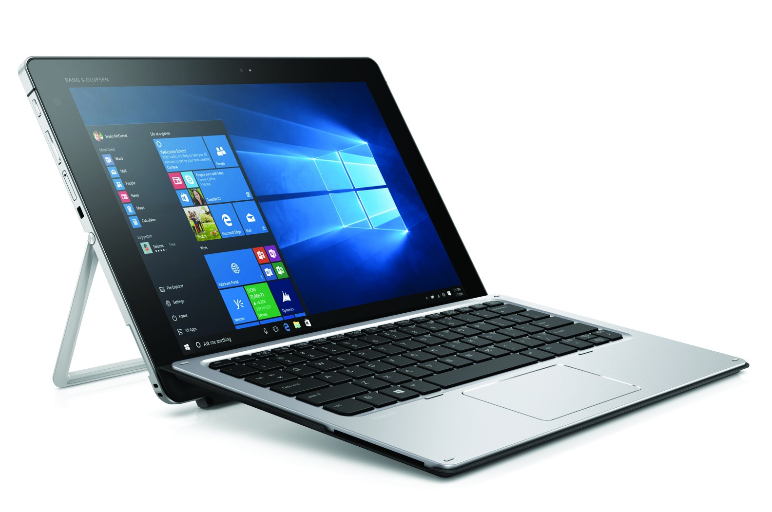 The HP Elite x2 with Windows 10 offers productivity of a full notebook and convenience of a tablet.