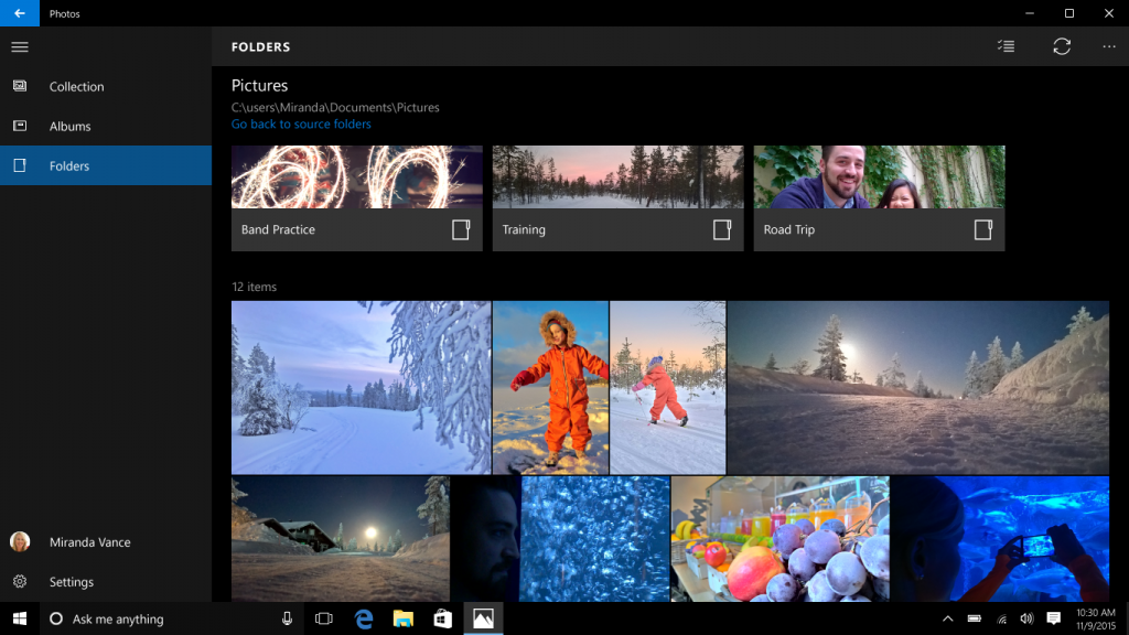 View your pictures based on folders in the Photos app in Windows 10