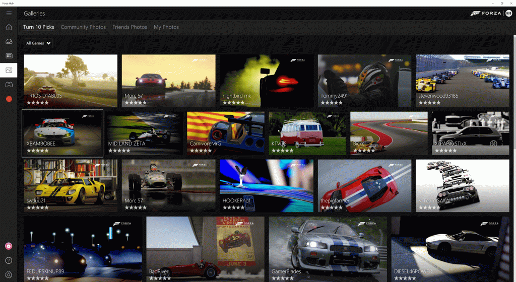 Gorgeous in-game photography lives in the Gallery section Forza Hub for Windows 10