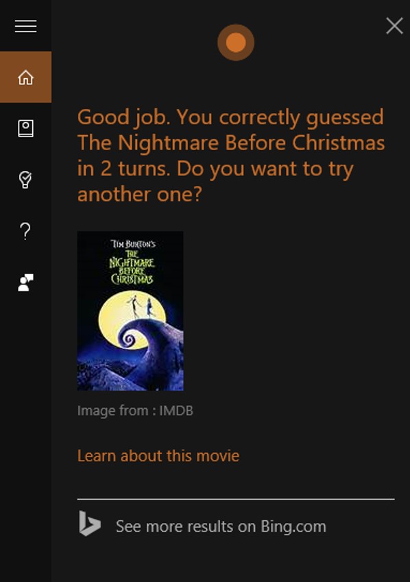 Guess the movie game with Cortana