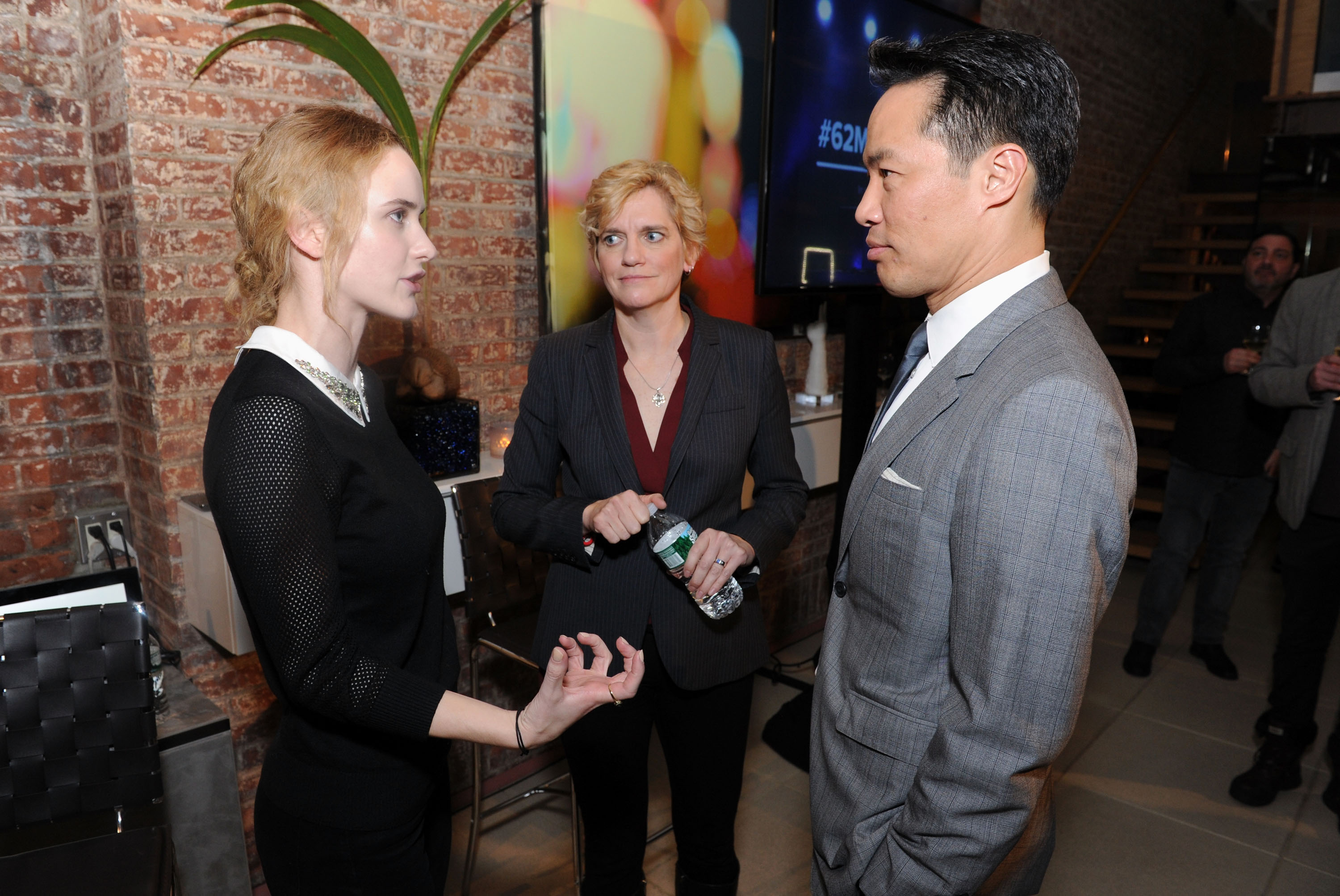 NEW YORK, NY - JANUARY 28: Rachel Brosnahan, Jane Meseck and Richard Lui attend Upgrade Your World panel discussion hosted by Global Citizen and Windows 10 about the Global Goals on January 28, 2016 in New York City. (Photo by Craig Barritt/Getty Images for Global Citizen)