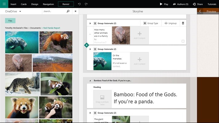 The Sway app for Windows 10