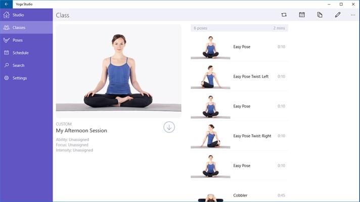 The Yoga Studio app for Windows 10