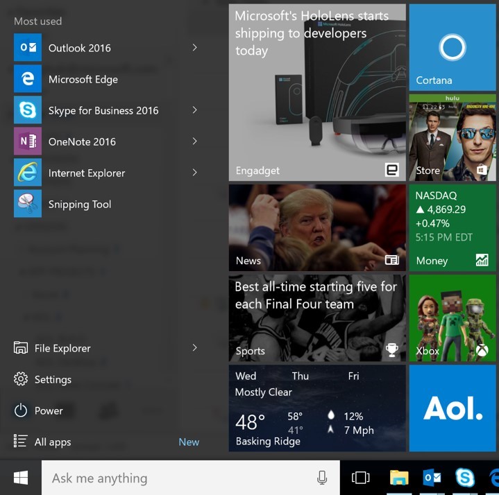 Live tiles showing latest and most popular articles