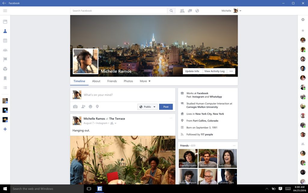 Facebook for the Windows Store