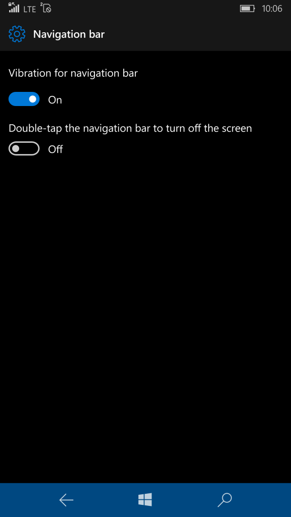 Navigation bar settings page 