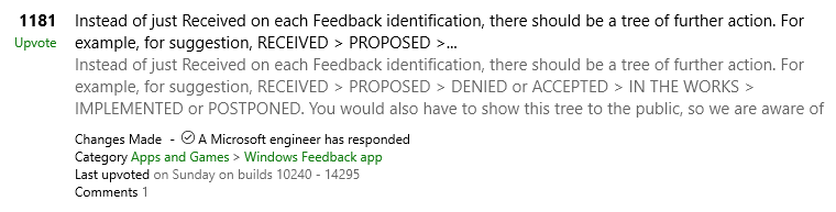 Status tags for feedback