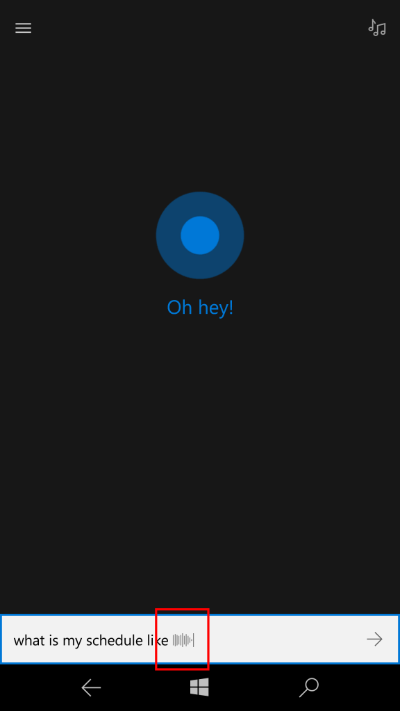 New Cortana listening animation