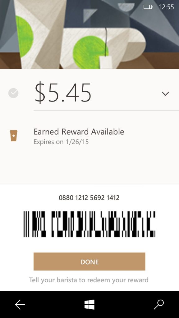 Starbucks for Windows 10 Mobile