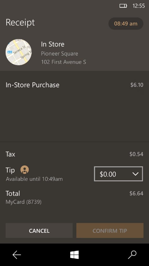 Starbucks for Windows 10 Mobile
