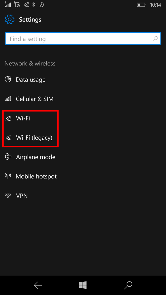 Wi-Fi settings pages in Settings app