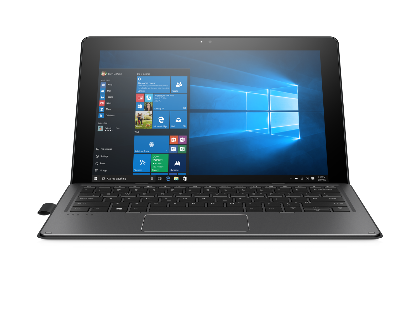The HP Pro x2 512 G2 with Windows 10