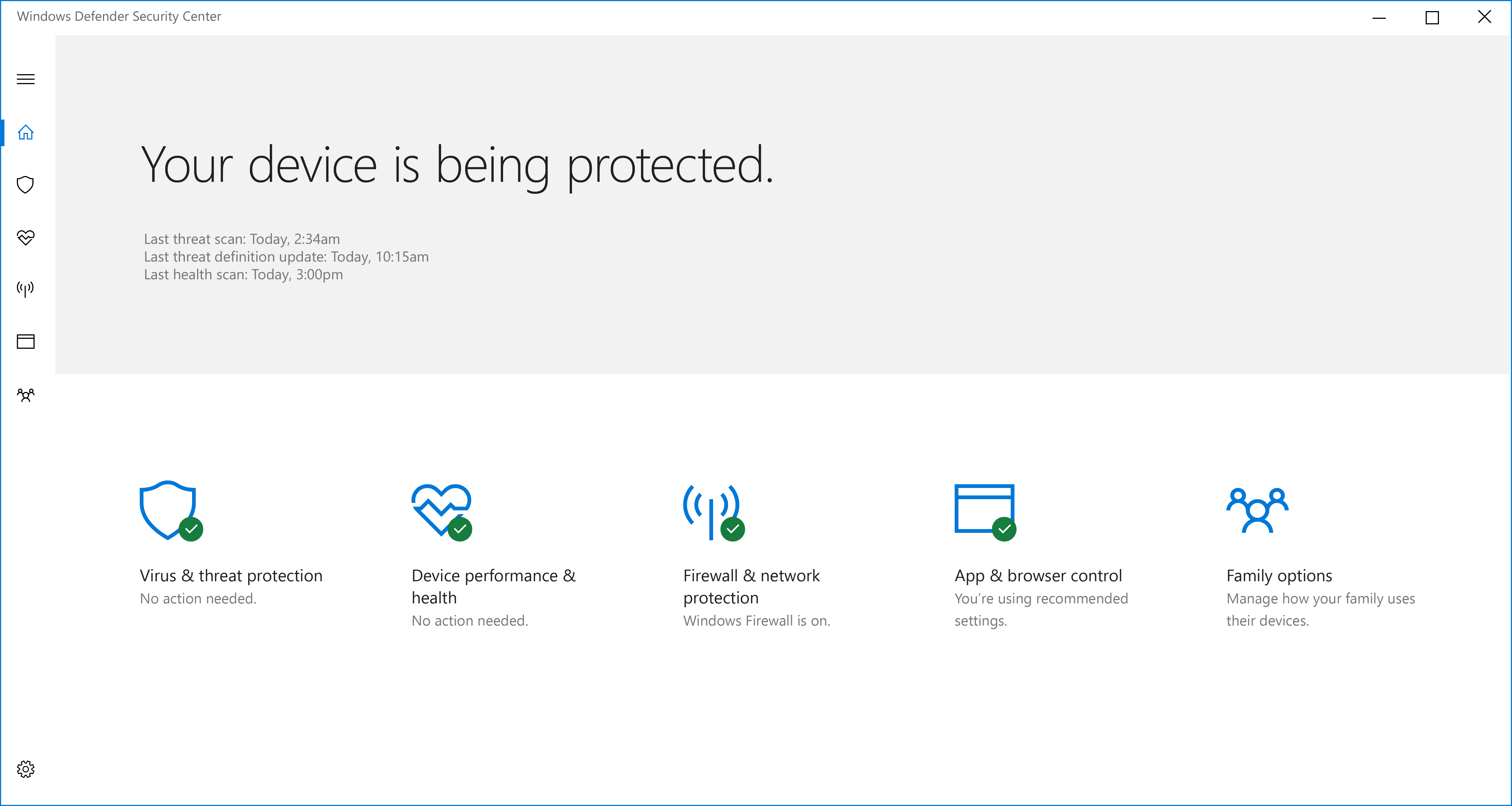 The new Windows Defender Security Center dashboard coming with the Windows 10 Creators Update gives you visibility of your device security, health and online safety.