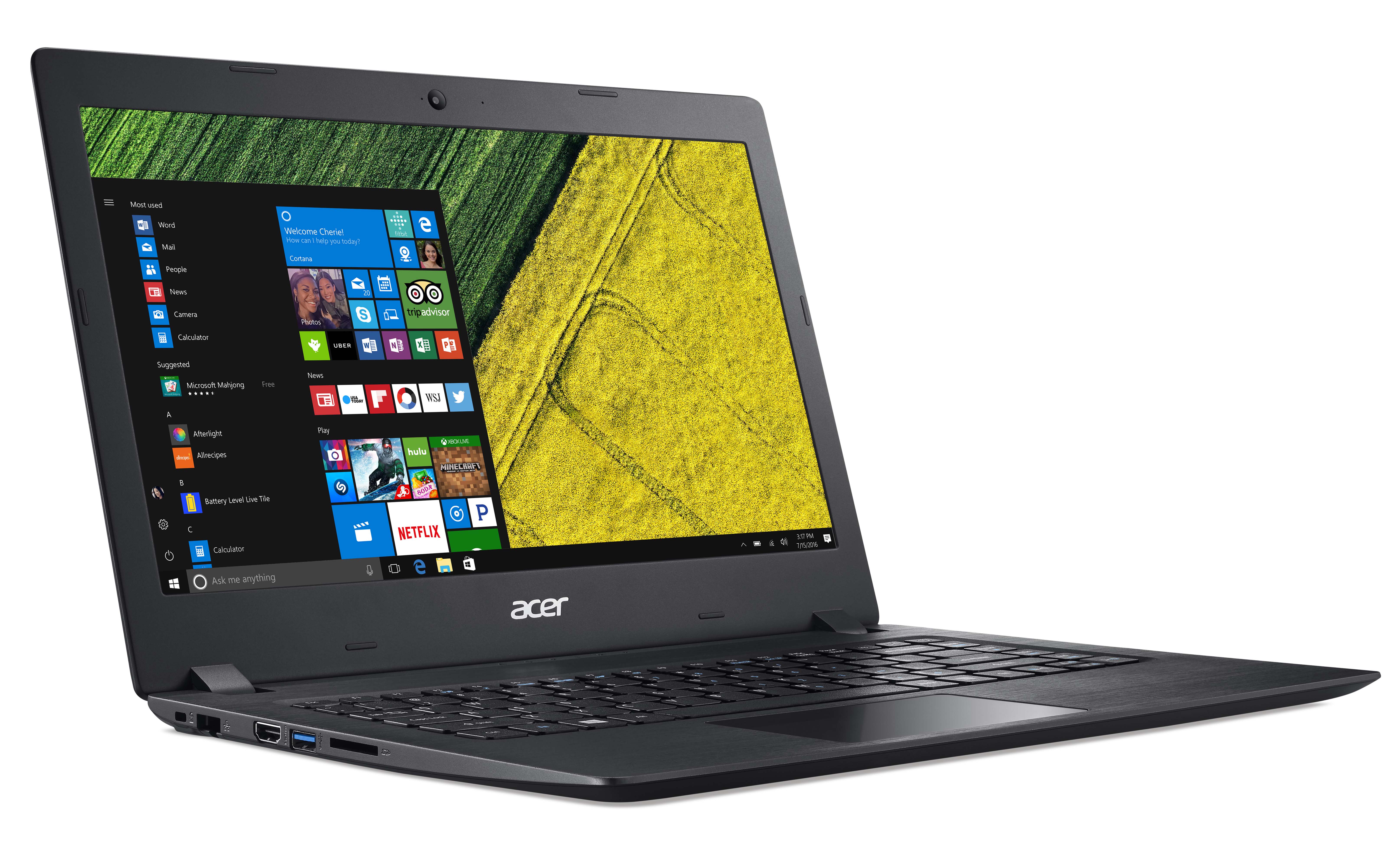 The Acer Aspire 1 with Windows 10