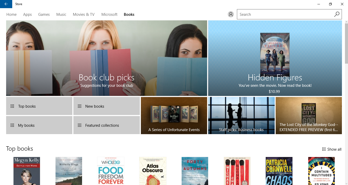 We’ve added a new digital category in the Windows Store called books (US only) joining games, apps, movies/TV, and music. With books in the Windows Store, you can discover and read e-books from your favorite authors across genres you love – from sci-fi to thrillers, to children’s books, and everything in between.